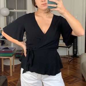 LOFT adjustable black wrap top